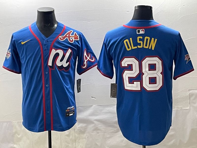 Men 2025 Atlanta Braves #28 Olson Blue All star Nike MLB Jersey style 07->atlanta braves->MLB Jersey